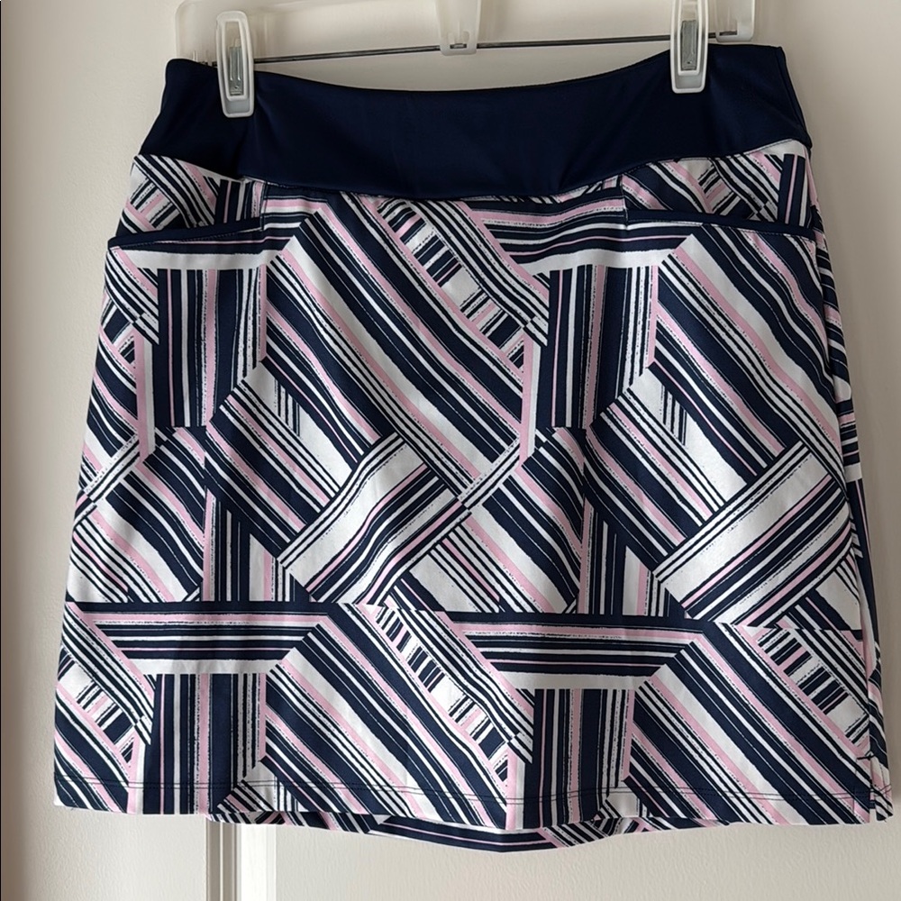 Geometric Patterned Adidas Golf Skort - Pink and Navy. Sz M/L